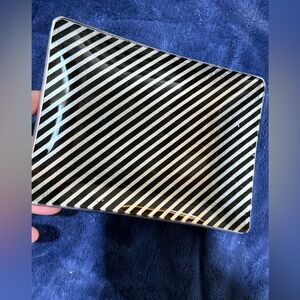 Striped Black and White Rectangular Trinket Tray